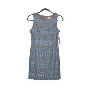 Eliza J Women's Blue Floral Lace Sweetheart Dress Petite Size 8P Sleeveless NWT